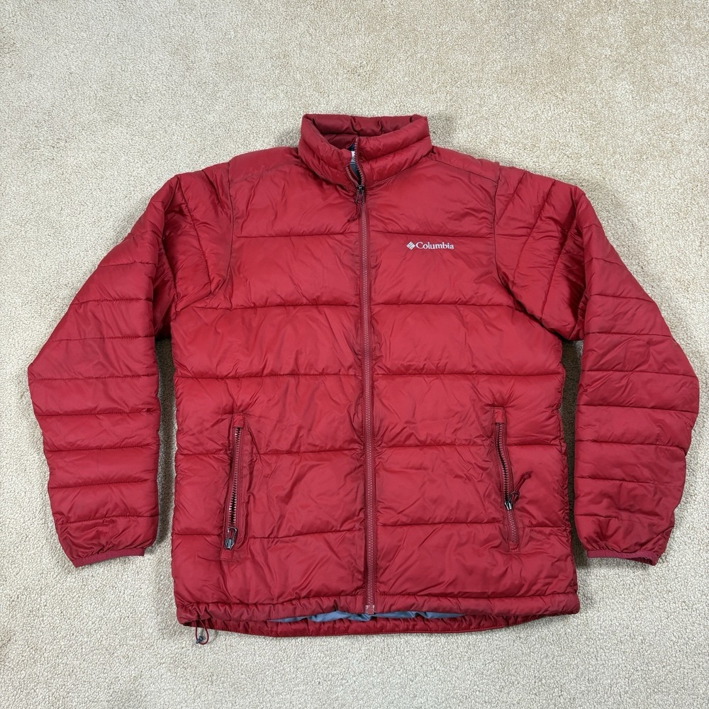 Columbia Jacket Mens Medium Red Full Zip Down Puffer Ski Outdoor